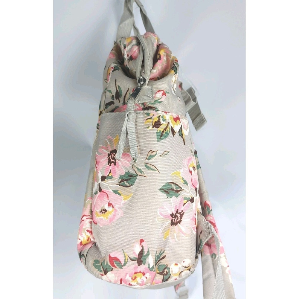 Baby Essentials Floral Backpack Diaper Bag Gray Pink Pockets Straps Changing Pad - Picture 3 of 9